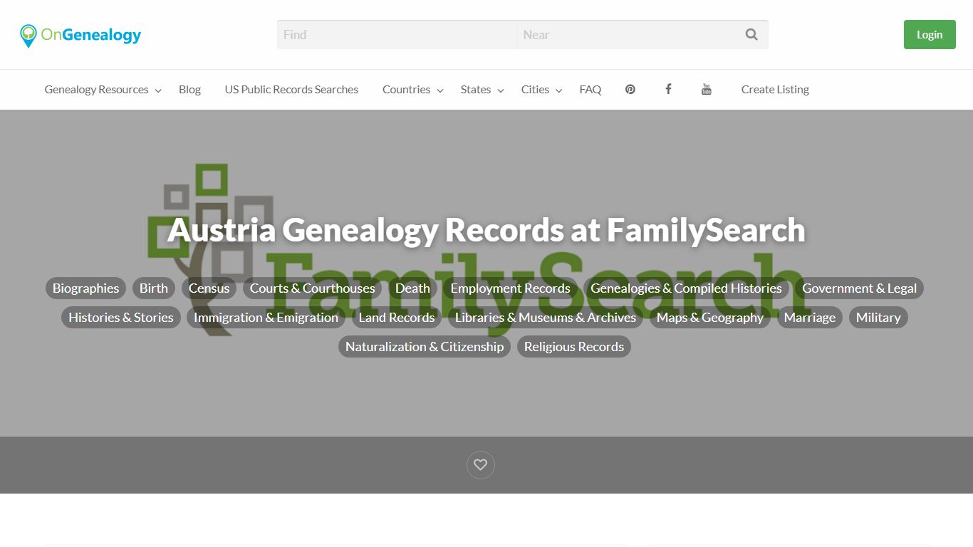 Austria Genealogy Records at FamilySearch - OnGenealogy